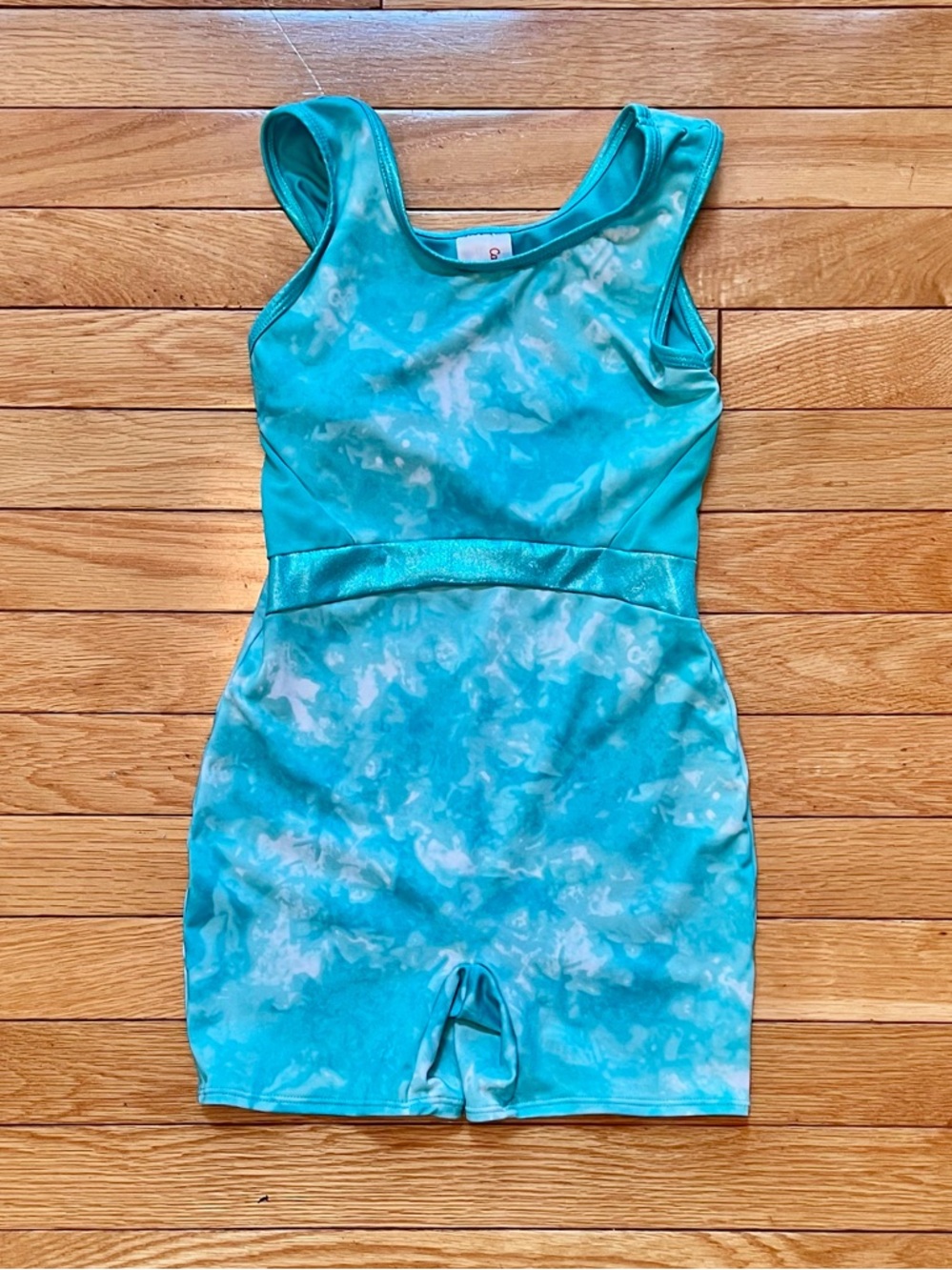 💕7/8 teal tie dye one piece leotard / unitard!